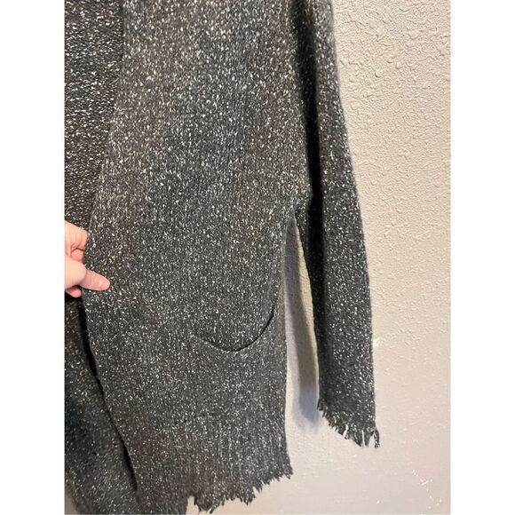 Velvet Graham & Spencer Open Front Mixed Stitch Fringe Wool Blend Cardigan, Smal - Picture 2 of 5